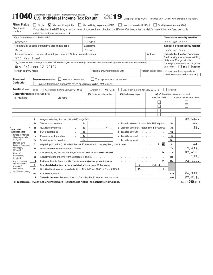 A complex tax return document with intricate tables for IDP processing 